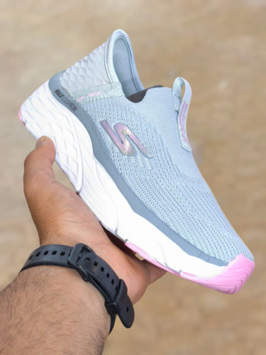 کتونی اسکیچرز ویتنام مستر کوالیتی بی بند طوسی روشن سایز 36 تا 40 Skechers
