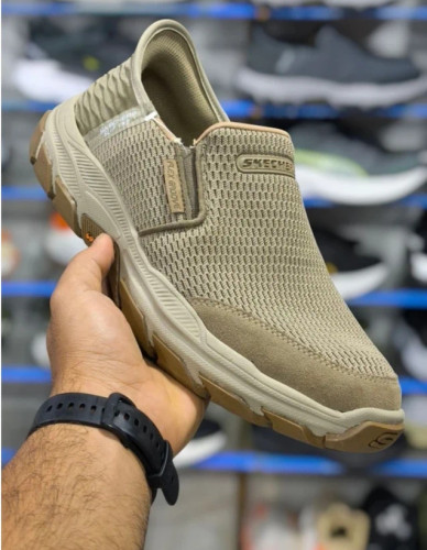 کتونی اسکیچرز طوسی ویتنام مستر کوالیتی کرم بژ بدون بند سایز 40 تا 45 Skechers